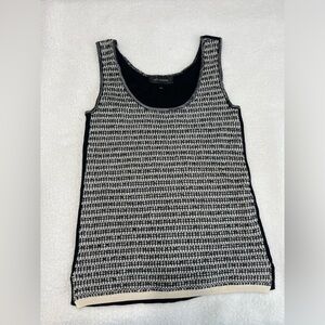 St. John Reversible Textured Knit Tank Top Navy Cream Sample Piece  (S Approx)